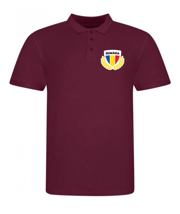 Tricou polo visiniu scut